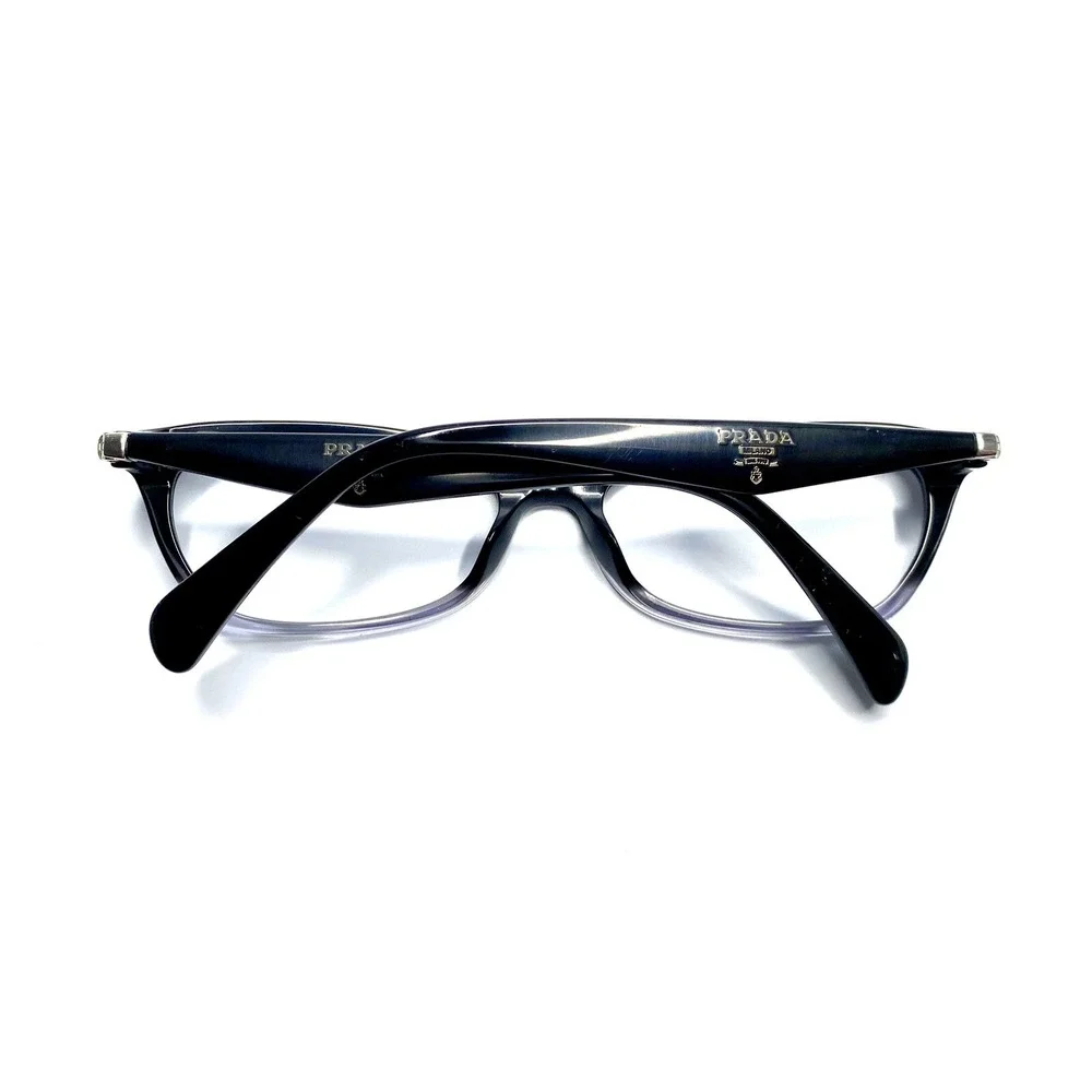Prada Black Clear Gray Cat Eye Retro Glasses Italy VPR15P ZYY-101 53 16 135